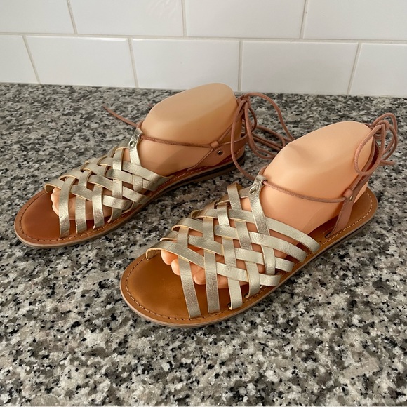 American Eagle Gladiator Lace Up Sandals Gold - Picture 5 of 10